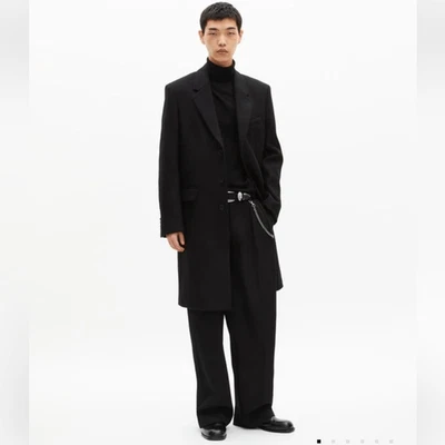 $765 The Kooples BLACK LEATHER LAPEL COLLAR COAT NWT SIZE 48 - Image 1 of 4