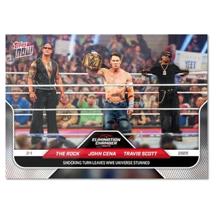 2025 WWE Topps NOW Card 27 The Rock / John Cena/ Travis Scott Heel Turn - Picture 1 of 1