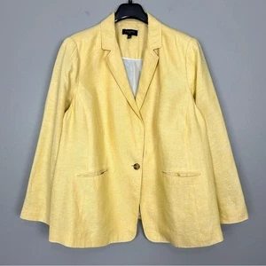 Talbots Classic Linen Blazer Women’s Plus Size 20W Lightweight Lined Yellow - Picture 1 of 8
