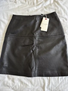 Ted Baker Valiant A-Line Leather Mini Skirt Black, Size 0 (UK 6/8) RRP £150 - Picture 1 of 3
