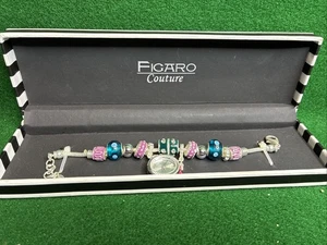 Figaro Couture Uhr Damen Silber Goldfarben Grün Plättchen Bettelband Neu - Bild 1 von 7