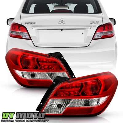 For 2017-2020 Mitsubishi Mirage G4 Red Clear Tail Lights Brake Lamps Left+Right - Image 1 of 4