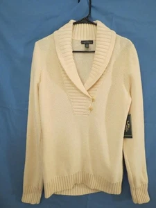 LRL RALPH LAUREN Women's Knit Long Sleeve Shawl Collar Sweater, Cream, MEDIUM - Picture 1 of 4