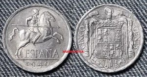 FRANCO. Moneda 5 céntimos aluminio año 1940. Peso 1,17 gr. 20 mm. MUY ACEPTABLE. - Picture 1 of 1