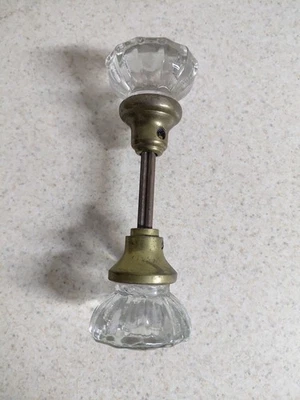 Maçaneta de porta de vidro cristal vintage 12 pontos latão muito bom estado  - Imagem 1 de 4