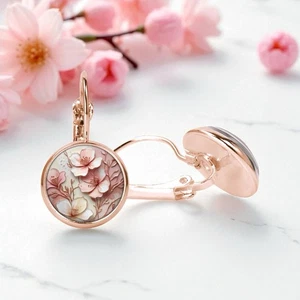 Ohrringe Hängend Ohrhänger Hängeohrringe roségold Blumen Schmuck Damen Edelstahl - Bild 1 von 2