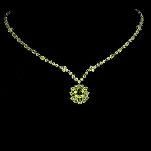 Mother Day 925 Silver Necklace Pear Peridot 10x8mm Natural Gemstone Jewelry 17 I - Picture 1 of 14