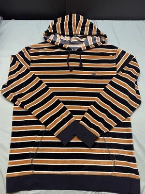 Moletom com capuz masculino grande Supra Velux listrado preto e dourado logotipo coroa - skatista Y2K - Imagem 1 de 4