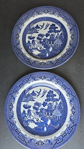 Churchill England Willow Blau Essteller 10,5" 2er Set Mikrowellengeeignet - Bild 1 von 6
