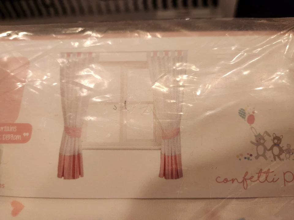 Mothercare Confetti Party Tab Top Curtains 168x137cm Pair + Tiebacks - NEW - Image 1 of 4