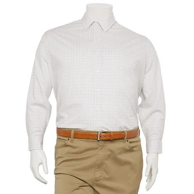 Camisa de vestir Haggar plateada y negra a cuadros manga larga talla 20 34/35B para hombre nueva con etiquetas Foto 1 de 2