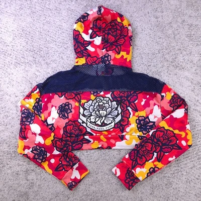 Puma Hoodie Womens Medium Cropped Floral Embroidered Flourish Sweatshirt EUC - Image 1 of 4