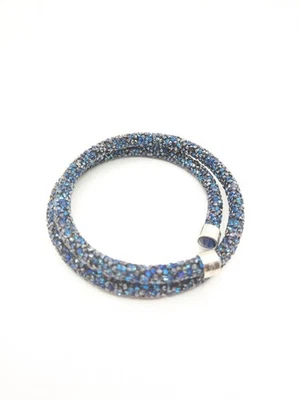 Pulseira Swarovski preta azul poeira cristal envoltório duplo assinada - Imagem 1 de 4
