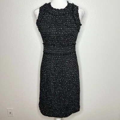 Nuevo Vestido Vaina MICHAEL Michael Kors Negro Tweed Sin Mangas Hasta la Rodilla Talla 2 Foto 1 de 4