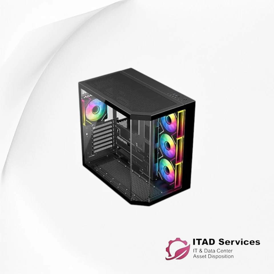 DIYPC ARGB-N3-BK Black USB3.0/ Type C Tempered Glass ATX Gaming Computer Case - Image 1 of 1