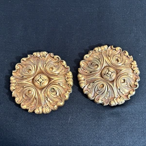 2 rosette da parete vintage oro siroco ornate da appendere Hollywood Regency rococò 6" - Foto 1 di 12