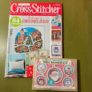 Cross Stitcher UK Magazine November 2014 Issue 285 with Mini Brooch kit - Picture 1 of 17