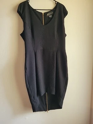 Vestido midi negro con cremallera completa de la colección Kardashian para mujer XL oficina gótico Foto 1 de 4