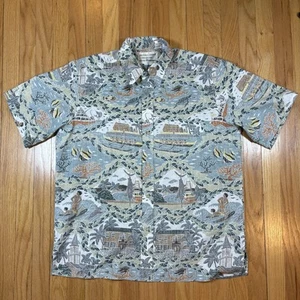 Reyn Spooner Dietrich Varez Hawaiian Shirt Men’s Large Aloha Hawaiian Ocean Fish - Picture 1 of 24