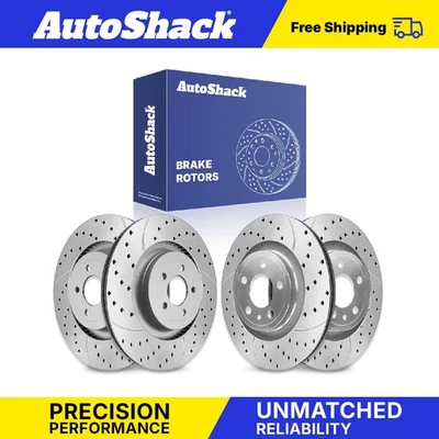 Front Rear Drilled Slotted Brake Rotors Set for 2015-2020 Ford Mustang V8 - Image 1 of 3