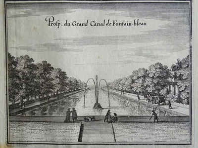 KanalBrunnen Fontainebleau Ansicht Merian Topographia France EA Kupferstich 1655 - Bild 1 von 2