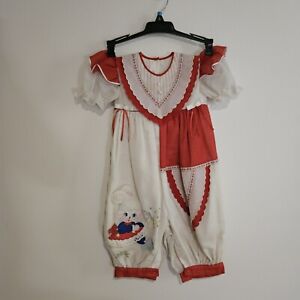 Vintage Toddler Sz 3 Red White Frilly Romper Bunny. Summer Spring Rare 70s 80s
