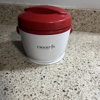 "Mini calentador Crock-Pot Lunch Crock blanco y rojo usado modelo SCCPLC200-BL" Foto 1 de 3