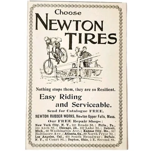 Newton Rubber Works Bicycle Tires 1897 Advertisement Victorian Bikes ADBN1A12 - Picture 1 of 1
