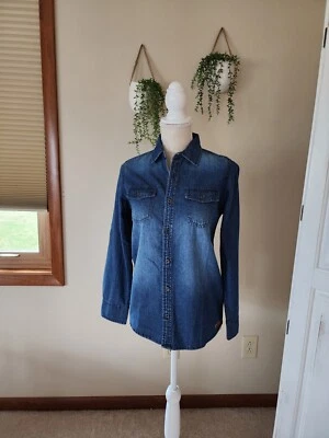 Nuevo 7 para toda la humanidad Niñas L Niños Camisa Algodón Manga Larga Botón Denim Foto 1 de 4