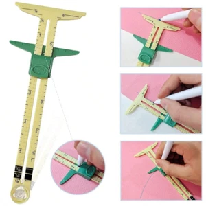 5 in 1 Sewing Gauge Seam Measure Tool Sliding Pointers Quilting Tailors Ruler UK - Picture 1 of 7