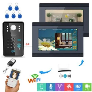 7" LCD Digitale 2 Monitor RFID IR Videocitofono Cablato Wifi Interfono APP Telecomando - Foto 1 di 12