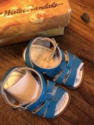 Salt Water By Hoy Infant Size 3 Sandals Turquoise Blue Leather Strappy - Image 1 of 4