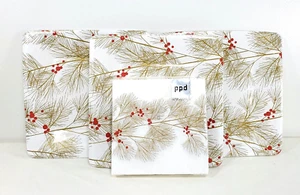 PPD Holiday / Christmas Plates(24) & Napkins(20) - Holiday Gold - Kelly Ventura - Picture 1 of 9