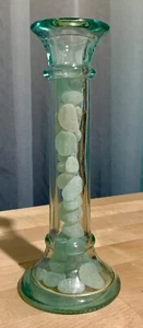VELA DE VIDRIO VETRERIA ETRUSCA DE COLECCIÓN VERDE CLARO/AQUA CON VIDRIO DE MAR GENUINO - Imagen 1 de 5