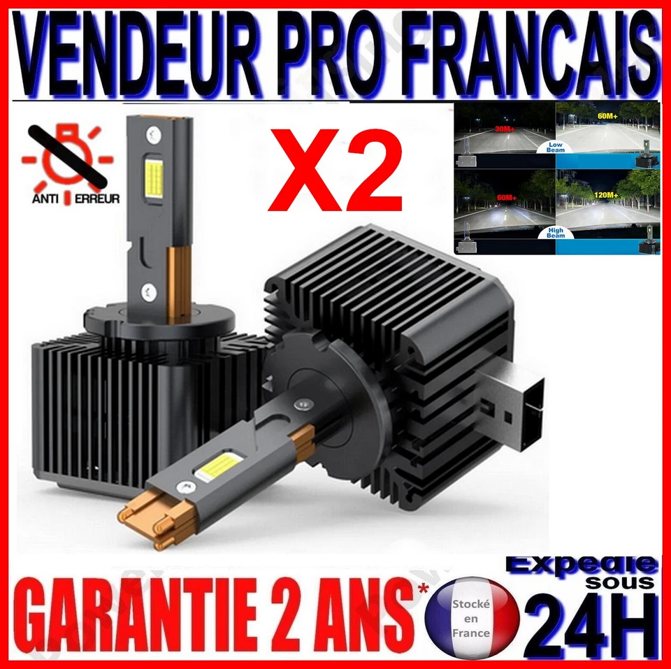 2 AMPOULE A LED D3S VENTILE BLANC XENON 6500K POUR PHARE VOITURE CANBUS 140W 12v - Image 1 of 4