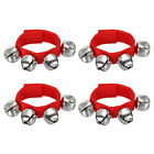 4pcs Wrist Bell, Jingle Bells Ankle Percussion Instruments Musical, Red