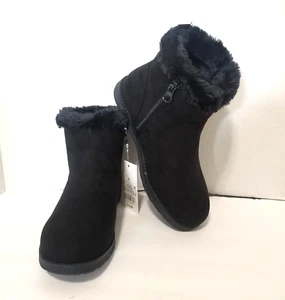 Girls Georgeina Faux Suede Shearling Style Boots - Cat & Jack Size 4 Black - Picture 1 of 9