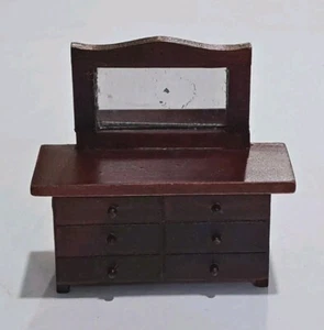 Vtg Miniature Dollhouse Furniture 6 Drawer Dresser/Mirror IN Box New Old Stock - Picture 1 of 13