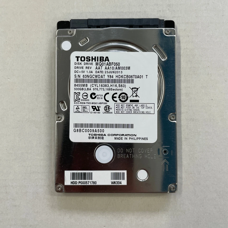 Toshiba 500GB 2.5" SATA HDD 5400 RPM 6GB/s 8MB Cache Hard Drive MQ01ABF050 - Image 1 of 4