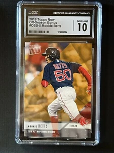 2018 Topps Now Off Season Bonus Card MVP Mookie Betts #OSB-5 CGC 10 GEM MINT - Picture 1 of 2