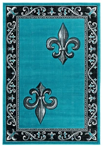 2x3 United Weavers Blue Bordered Scrolls Curves 2050 11269 - Aprx 1' 10" x 2' 8" - Picture 1 of 2
