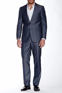 NWT$650 Calvin Klein Herringbone Two Button Notch Lapel Suit Slim Fit 44R /42S - Picture 1 of 7