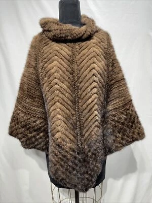 Demi-Buff knitted mink cape/ poncho Lined + Closed Front  (118007) - Image 1 of 3