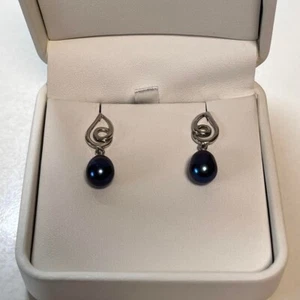 Na Hoku Tahiti Pearl Earings with Box Blue Silver Hawaiian Jewelry - Picture 1 of 8