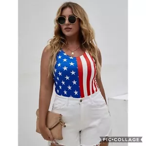 American Flag Patriotic Plus Bodysuit Size 1XL - Picture 1 of 11