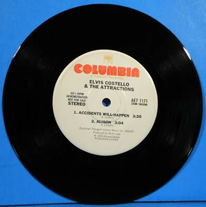 ELVIS COSTELLO ACCIDENTS WILL HAPPEN ~ WATCHING THE DETECTIVES 7" PROMO VG+!! - Picture 1 of 2