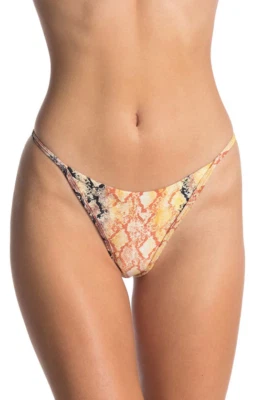 NUEVO L SPACE 'Jay' Parte Inferior de Bikini Pierna Alta L Grande Bitsy Bonito en Pitón $88 Foto 1 de 4
