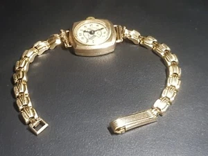 1955 VERY RARE 9CT GOLD MANUAL LADIES WATCH, 9K GOLD CASE & ROLLED GOLD STRAP - Picture 1 of 22