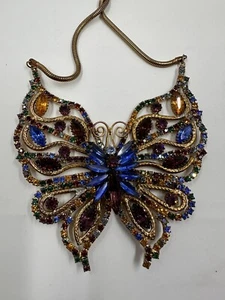 Vintage Juliana DeLizza & Elster großer Schmetterling Anhänger Halskette - Bild 1 von 18