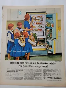 1962 Aqua Frigidaire refrigerador niños niñas mujer pelirroja anuncio vintage - Imagen 1 de 1